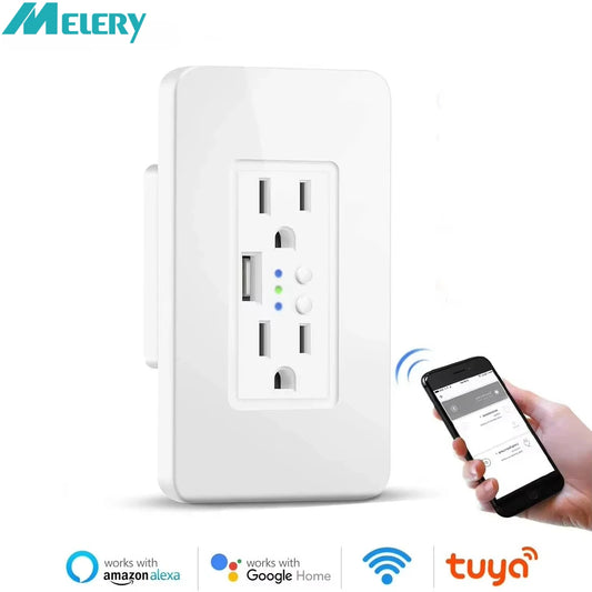 Melery Smart WiFi Wall Outlet US Electrical Plug USB Charger