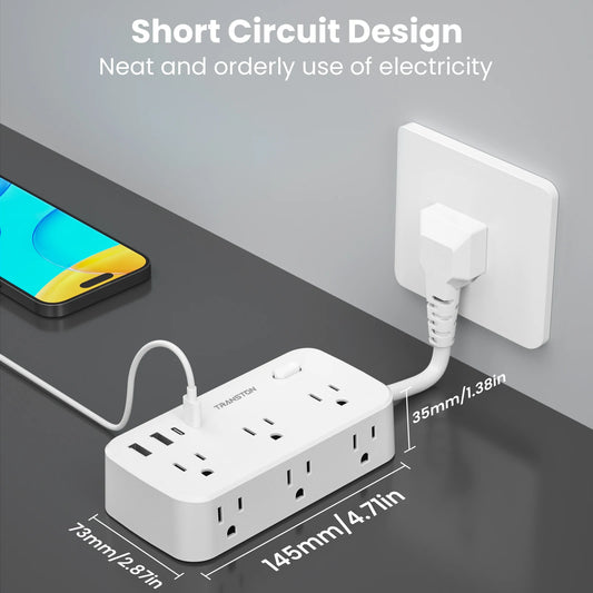 Power Strip Surge Protector 6 AC 2 USB 2 USB-C
