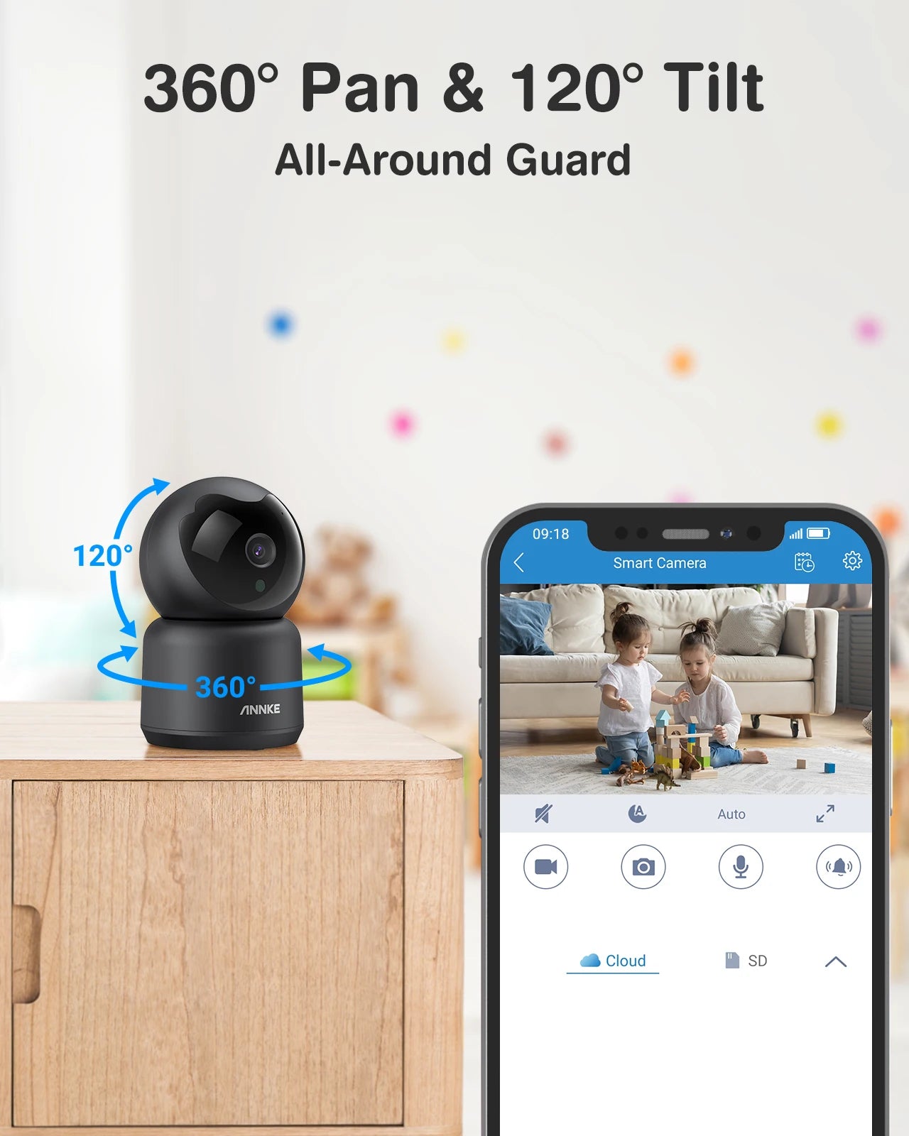 ANNKE 3MP WiFi Indoor PT Camera Baby Pet Monitor